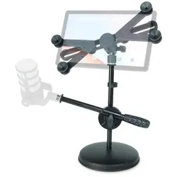keepdrum Mikrofonständer MS031 Tischstativ mit Tablet-Halter, Mikrofonständer, Schwarz