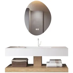 【R557】Thermogeformtes Waschbecken Badezimmer Set Waschtisch Waschbecken mit LED-Spiegel und Ablage 120*55cm