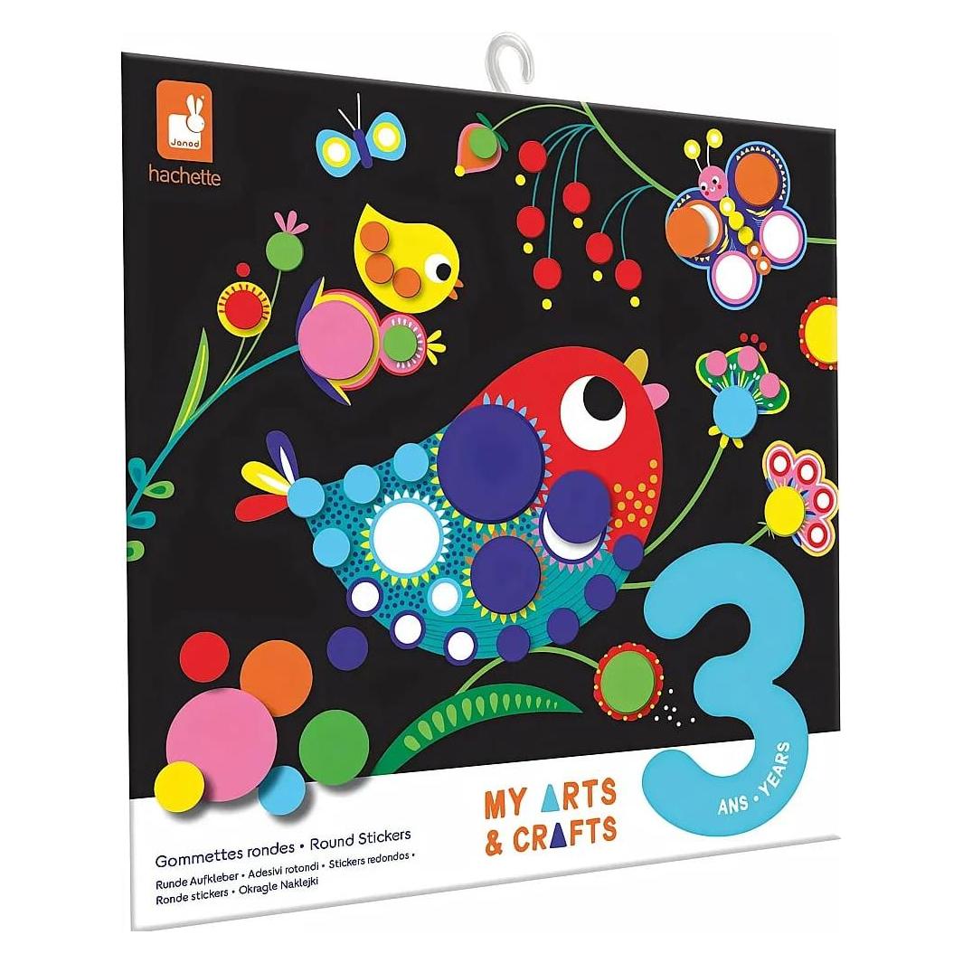 Janod My Arts & Crafts - Ab 3 Jahren - Runde Aufkleber - 4 Bilder - Kreativset für Kinder - Förderung der (J09146)