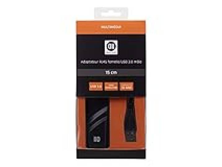 Adapateur USB3.0 mâle/RJ45 femelle noir - compatible 1Gbps Plug&Play