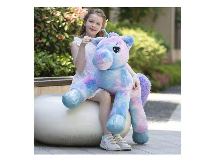LuxusKollektion Kuscheltier Einhorn Kuscheltier 110cm XXL Plüschtier Mädchen Bunt-blau 110cm