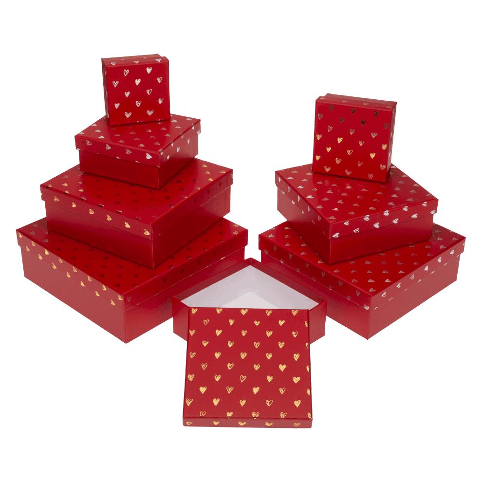 Out of the blue Geschenkkarton Shiny Hearts rot (8x) (101619)