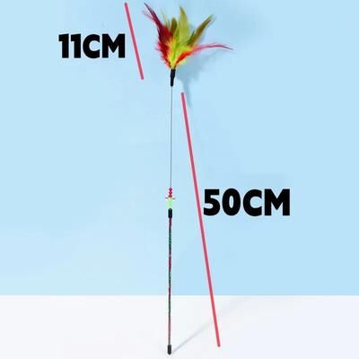 Uplift Treasures Interactive Peacock Feather Cat Wand Toy c