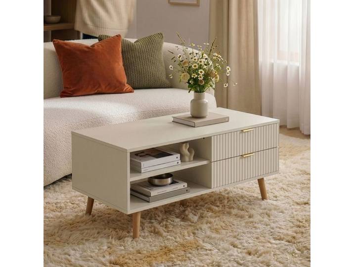 Table basse de salon Nand 100 x 50 x 45 cm beige sable