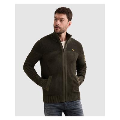 Cardigan PME LEGEND, Herren, Gr. 3XL, grün (beluga), Strick, Obermaterial: 100% Baumwolle, unifarben, regular fit hüftlang, Rundhals, Rippstrickbündchen, Strickjacken, mit markanter Struktur, Baumwolle, Regular Fit