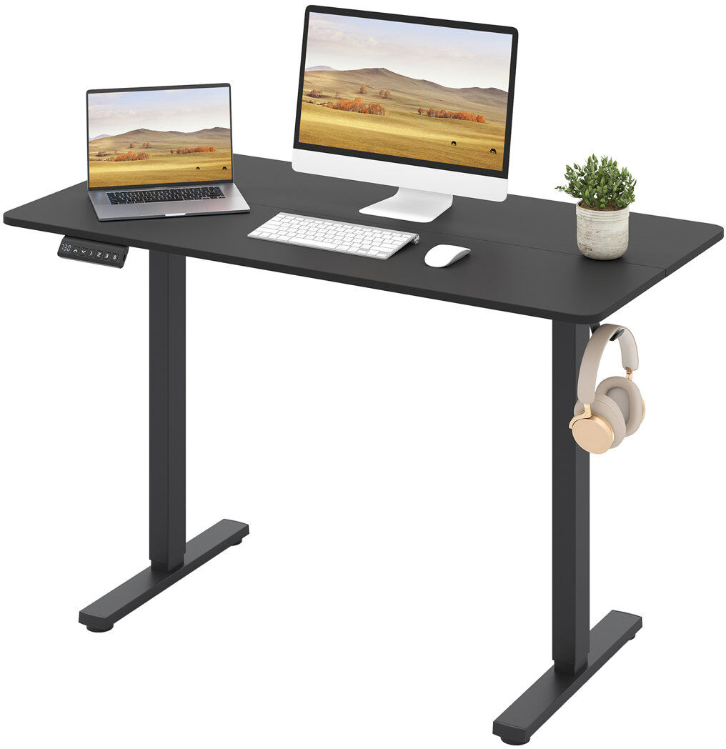 17 Stories Adjustable Height Iron Standing Desk Black 120cm W X 60cm D