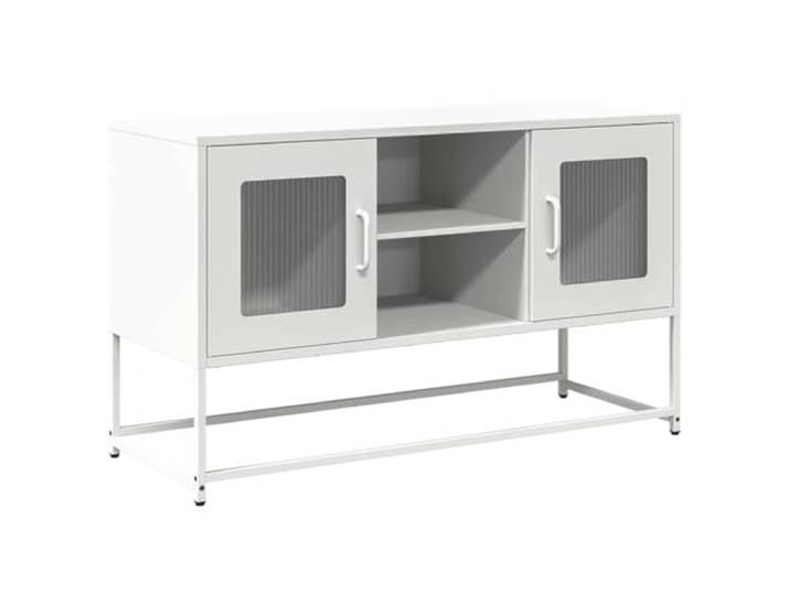 LKJephalotrope TV-Schrank Metall 100,5x39x60,5 cm Lowboard Weiß Industrieller Fernsehtisch aus kaltgewalztem Stahl mit variablen Türen für Ihr Wohnzimmer oder Schlafzimmer.
