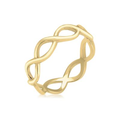 Fingerring ELLI PREMIUM "Infinity 375 Gelbgold" Gr. 56, gold, Fingerringe, Damen, 56mm, ohne Stein, Gelbgold 375, 5mm, Fingerring