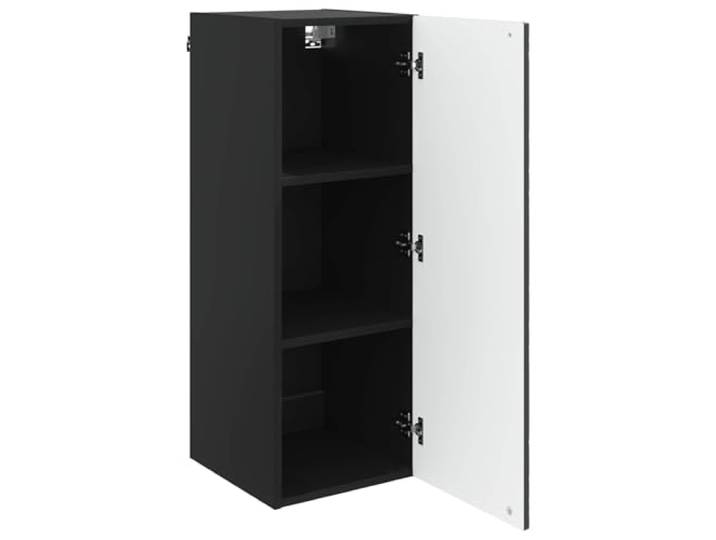 KTHLBRH Wandschrank schwarz 33 x 34,5 x 90 cm Holz technisch 2 Einlegeböden, 1 Tür, Griff aus Metall, Wandmontage, Tragkraft 60 kg