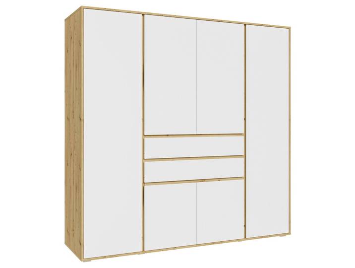 Drehtürenschrank Falun Weiß/Eiche Artisan