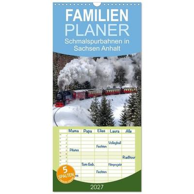Familienplaner 2027 - Schmalspurbahnen in Sachsen Anhalt mit 5 Spalten (Wandkalender, 21 x 45 cm) CALVENDO
