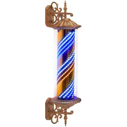 BarberPub Barber Pole Barbierstab, Friseurstange Retro Stil Licht, Drehbaren Blau Gold Weiß LED-Streifen für Barbershop, 100,5 CM Barbier Stange Licht L059BC