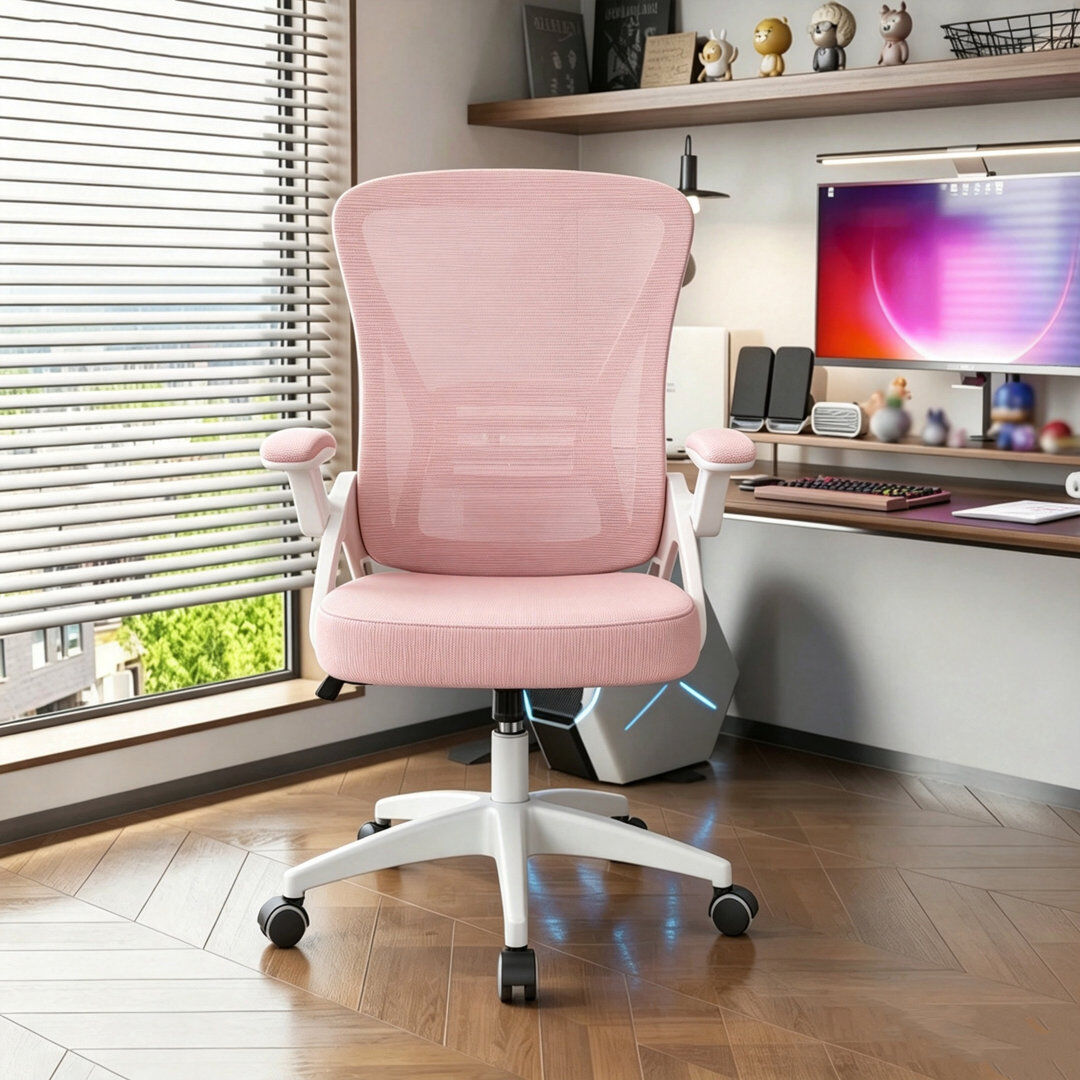 Inbox Zero Ergonomic Mesh Office Chair Pink 101.6cm H X 61cm W X 61cm D