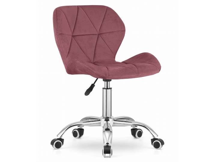 Fauteuil Pivotant Avola En Velours – Rose Foncé – Hauteur D'Assise Réglable 42-53 Cm – Pied Chromé À 5 Branches – Charge Max 110 Kg