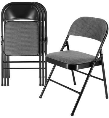 Elama 4 Piece Metal Folding Chair with Padded Seats in Gray