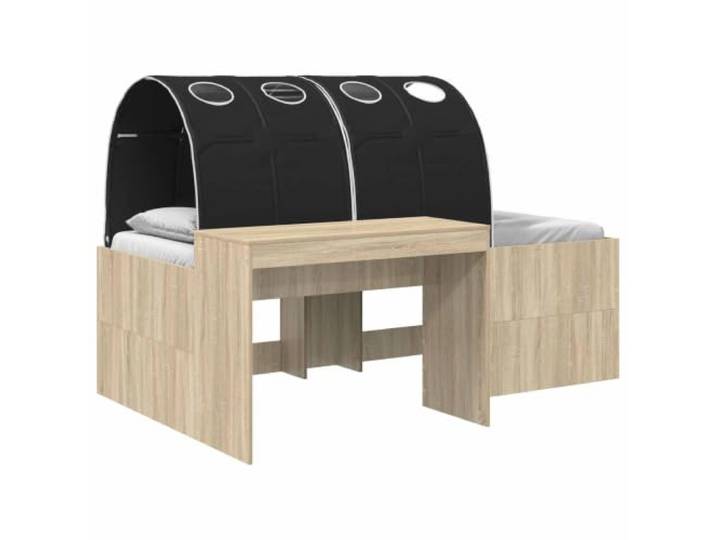 Keeushr Hochbett mit Schreibtisch für 3 STK. Holzwerkstoff Modernes Design, stabiles Bettgestell, Zubehörpaket inklusive, einfacher Aufbau, fürs