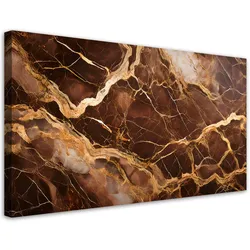 LEINWANDBILD Brauner Marmor mit Gold Gold Abstraktion 100x50cm