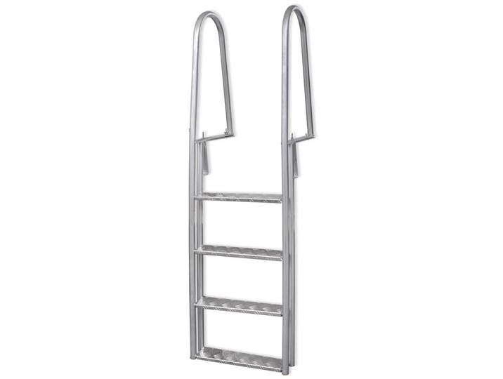 vidaXL Poolleiter Steg-/Poolleiter 4-Stufig Aluminium 167 Cm, Silberfarben, Metall, 57x167x50 cm, Freizeit & Co, Pools & Wasserspaß, Poolzubehör