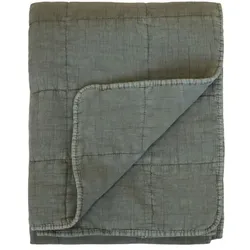 Chic Antique Vintage Quilt Steppdecke mit Stone-Washed Optik, L180 x B130 cm, olive