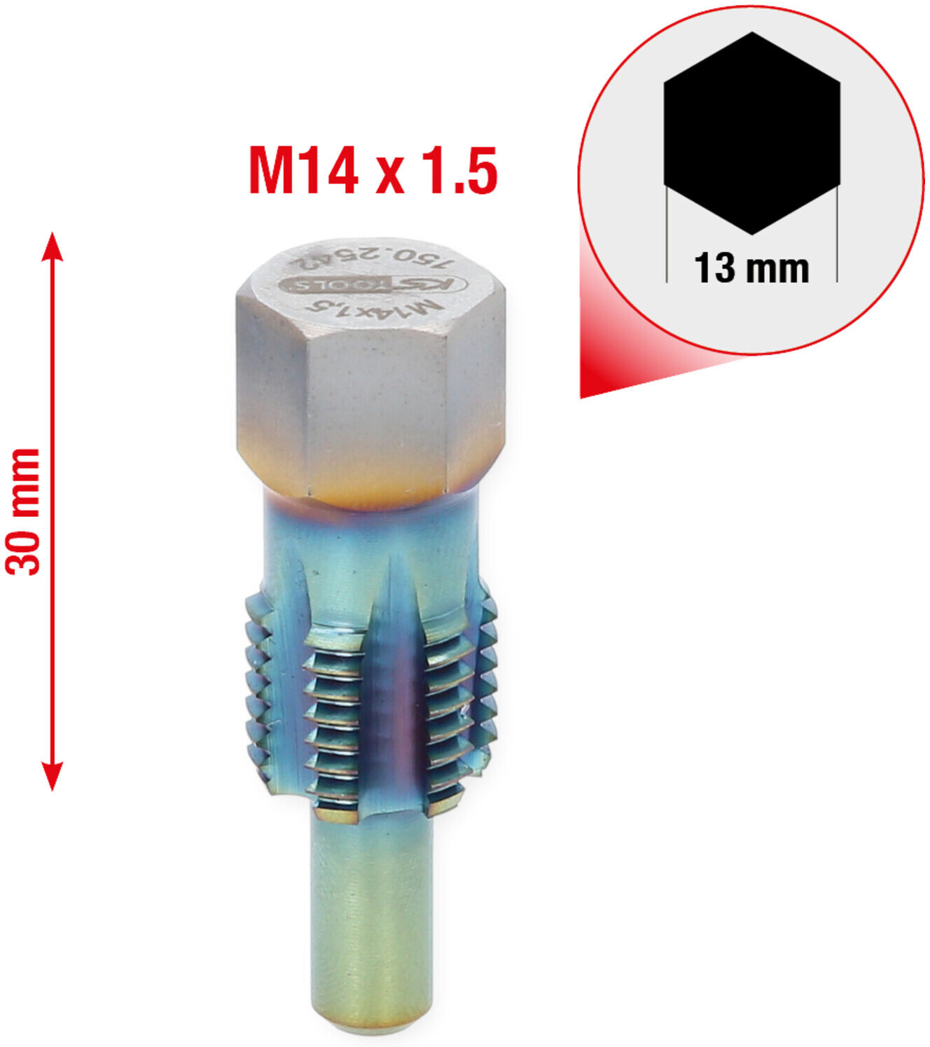 KS Tools Gewindeschneider mit Führungsbolzen für Temperatursensoren, M14x1,5 (150.2542)