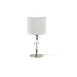 Trio Tischleuchte  NIckel matt mit Stoffschirm   ¦ silber ¦ Maße (cm): H: 62  Ø: 30.0