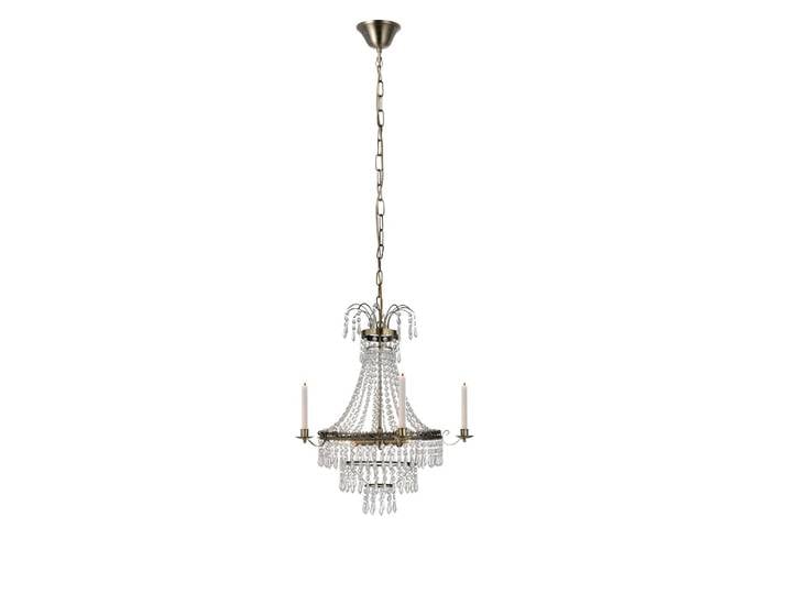 Lustre métal 3xe14 laiton antique et cristal
