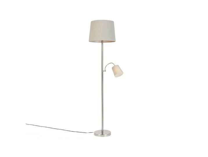 Lampadaire classique en acier avec abat-jour gris et liseuse -