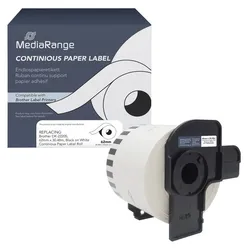 MediaRange Endlospapierrolle für Etikettendrucker ersetzt brother DK-22205 weiß, 62,0 mm, 1 x 1 Etiketten