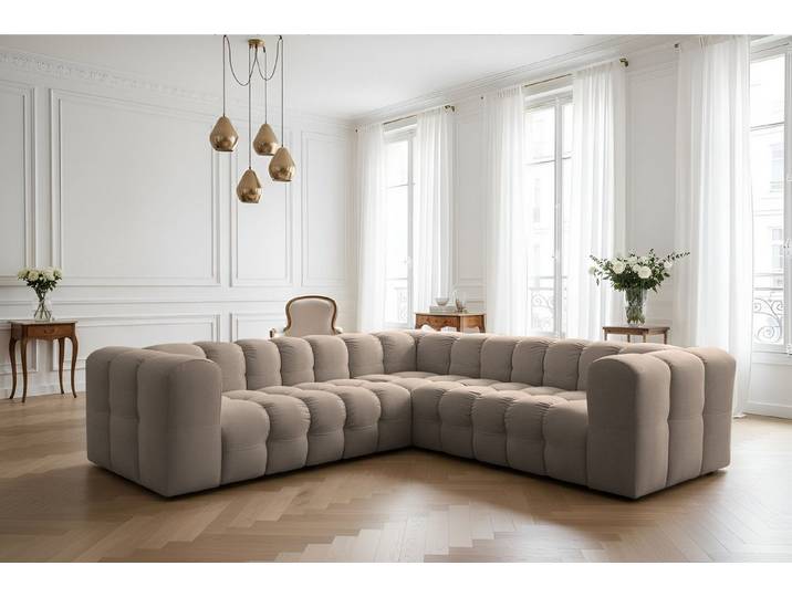 yourhouse24 Ecksofa Symmetrisches BLOOM 270x270 cm, Design Lounge-Sofa, Bubble-Optik, Made in Europe