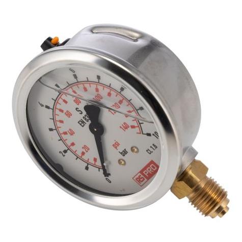 RS PRO G1/4 Manometer 0bar 10bar, Ø 63mm Edelst (2310191)