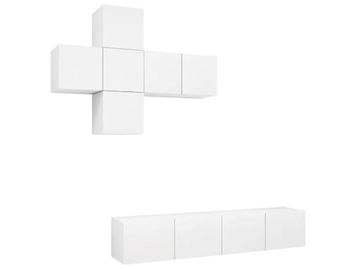 GHVBNMF 7-TLG TV-Schrank-Set Wandmontage Weiß Holzwerkstoff Platzsparende Hänge-Lowboards für Wohnzimmer & Schlafzimmer mit viel Stauraum für Hifi-Geräte.