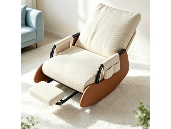 LCNDKF Ergonomischer Ruhesessel – mit Ausziehbarer Beinablage Ergonomischer Schaukelstuhl mit ausziehbarer Fußstütze und Seitentasche für tägliche Entspannung.
