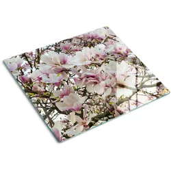 GLASPLATTE 60x52 cm Magnolienblüten