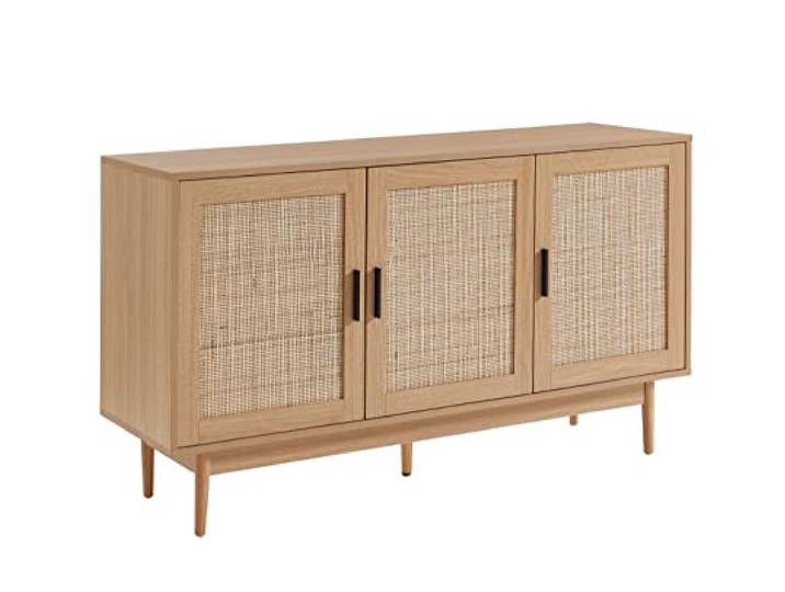 BAÏTA - Anrichte Amana in Eichenoptik und Rattangeflecht, 133 cm, Helles Holz