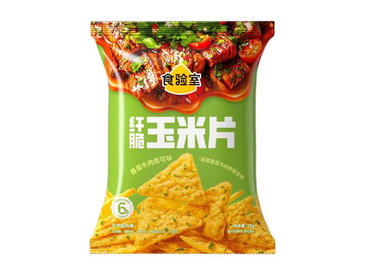 Shiyanshi Chips de Maïs Croustillantes Saveur Taco Bœuf Coriandre 70 g