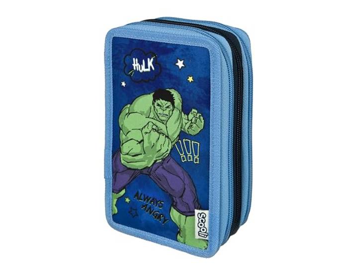 Scooli - Tripledecker Schüleretui Avengers - Großes Schüleretui mit hochwertigen Stiften - praktisch und funktional - für die Schule und unterwegs - hochwertige Qualität - ab 6 Jahren