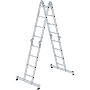 MUNK Gelenkleiter 11111, Länge 4,75m, mit nivello-Traverse & 4 x 4 Sprossen
