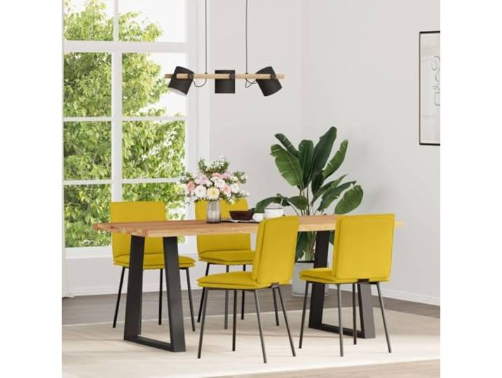 HEFZGDB 4 Stück Esszimmerstühle Gelb Samt mit Metall Holz Gestell und Polsterung für Wohnzimmer und Gästezimmer - Elegante Sitzmöbel mit hohem Komfort und robuster Stabilität