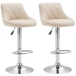 Décoshop26 - 2x cremefarbene drehbare Barhocker aus Kunststoff mit Fußstütze TDB10079