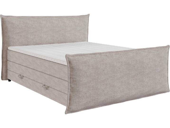 Boxspringbett FORTE Harmonie inkl. Bettkasten und Topper, Kopf- und Fußteil in Kissenoptik , beige (hellgrau), B:191cm L:233cm, Komplettbetten, Boxspringbett, in den Breiten 140cm, 160cm und 180cm erhältlich