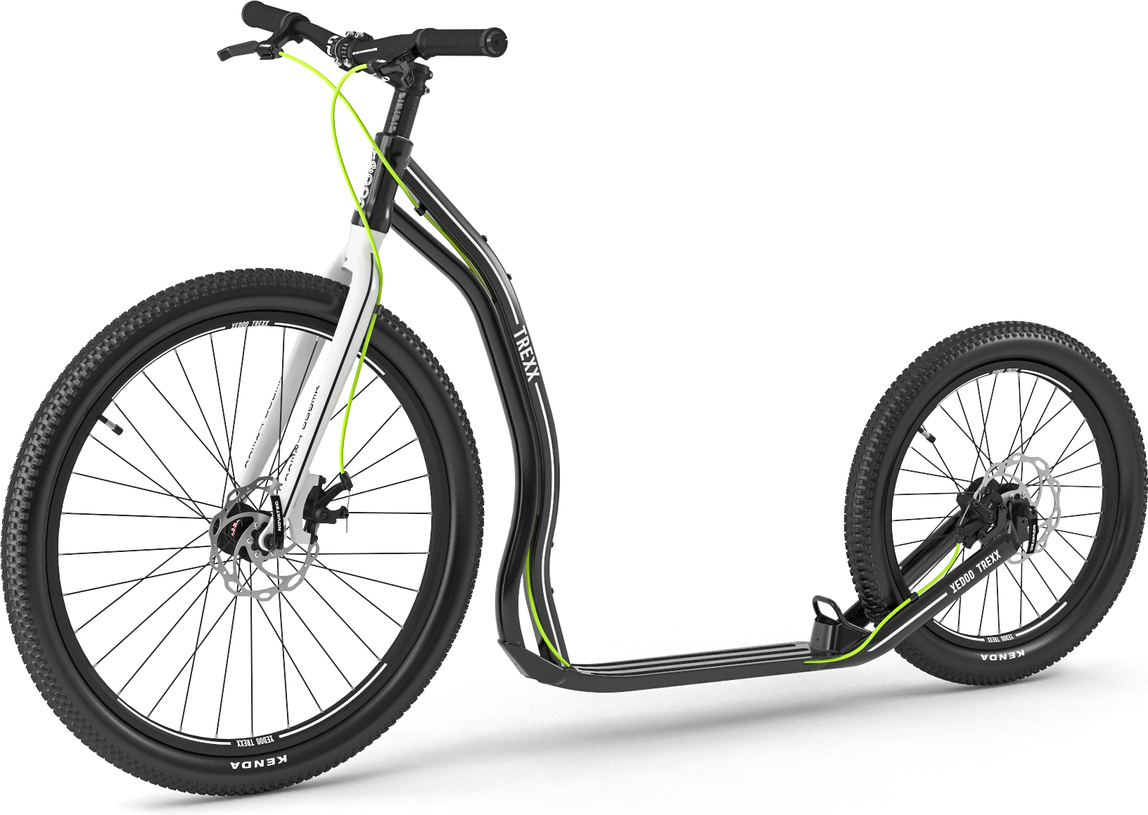 Yedoo Trexx Disc Alloy Roller Scooter Tretroller / Dogscooter - für Erwachsene und Teenager, bis 150 kg, mit Luftreifen 26/20, Scheibenbremsen und verstellbarem Lenker Schwarz