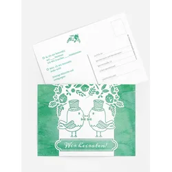 Antwortkarten Hochzeit selbst gestalten mit Spruch und Fotos im Onlinedesigner bei Meine-Kartenmanufaktur.de