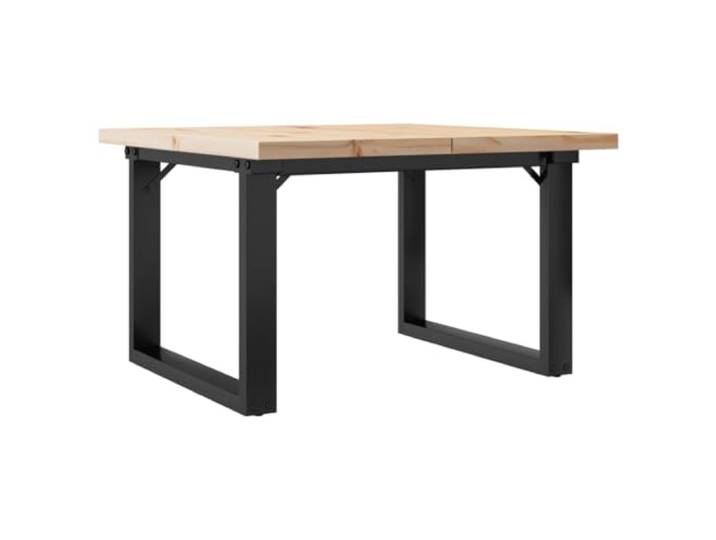 Todiikf Couchtisch Kiefer Massivholz Beistelltisch 70x70x40.5cm Stahl Rustikaler Wohnzimmertisch mit stabilem O-Rahmen für Snacks, Getränke und Dekoration. Ideal für moderne Räume.