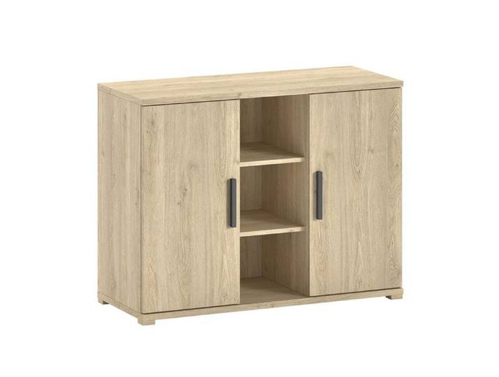 MARCO - Commode 2 Portes en Mélaminé haute densité Aspect Chêne clair