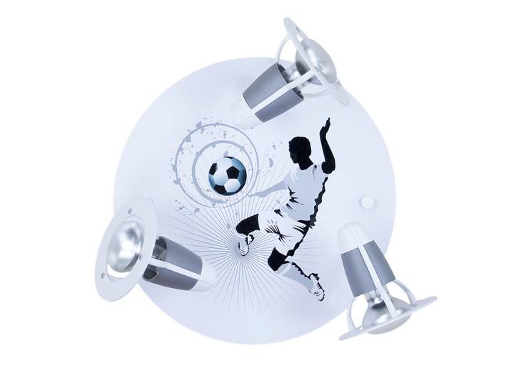 Kinderdeckenleuchte Soccer, Silberfarben, Holz, Kunststoff, Birke, 30x30x20 cm, Lampen & Leuchten, Innenbeleuchtung, Kinderzimmerlampen, Kinderdeckenleuchten