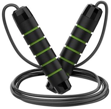 Uplift Essentials Exercise Jump Rope With Steel Wire Core And Comfortable Handles green