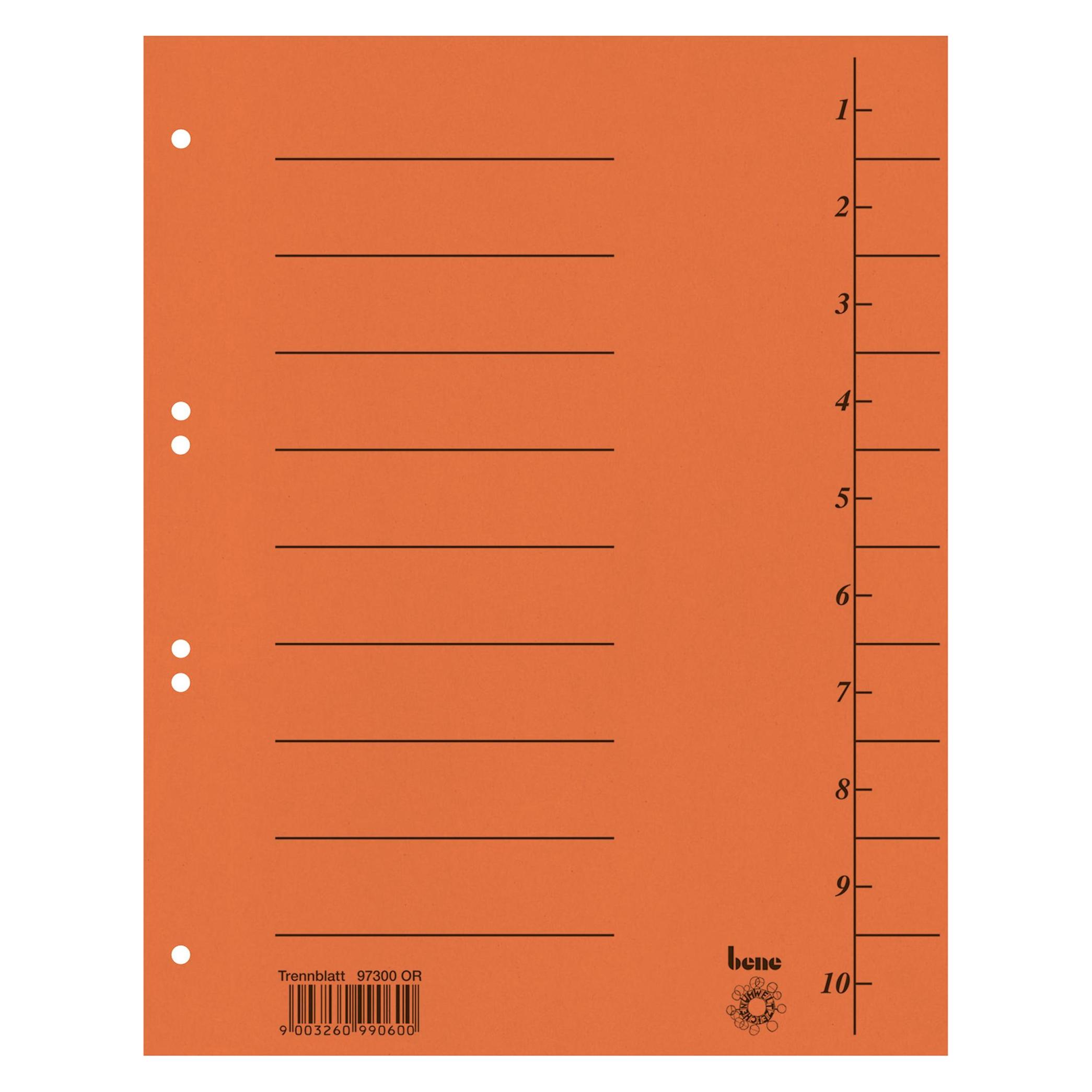 Bene 97300 Trennblätter A4 durchgefärbt, Inh.100, orange (97300OR)