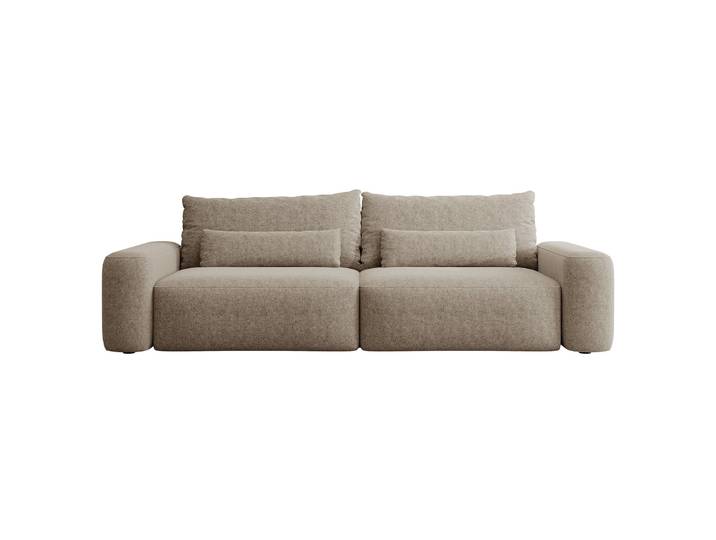 Dreisitziges ausklappbares Sofa Carnos hellbraun, chenille,