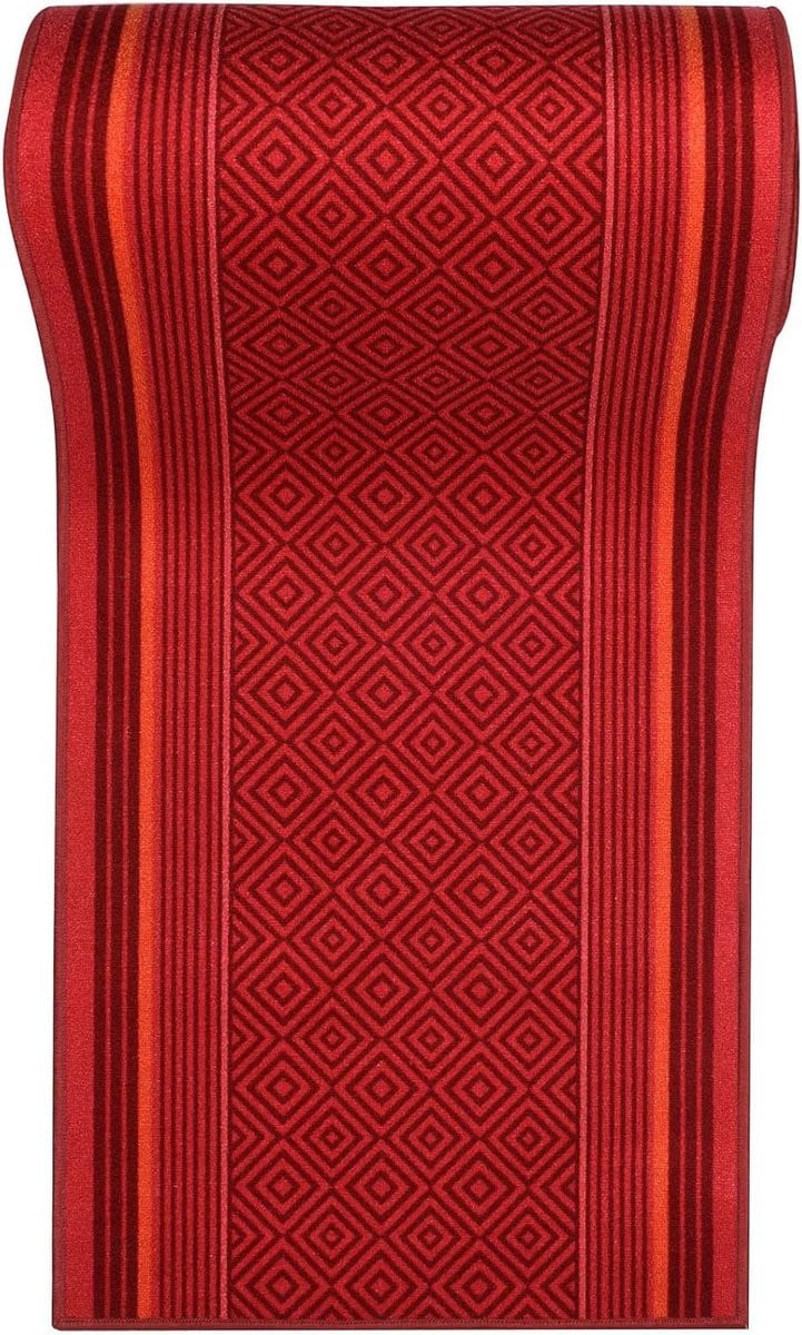 Antislip Runner Tapijt voor Keuken of Gang, Rood, Breedte: 67 cm, Lengte: 1500 cm