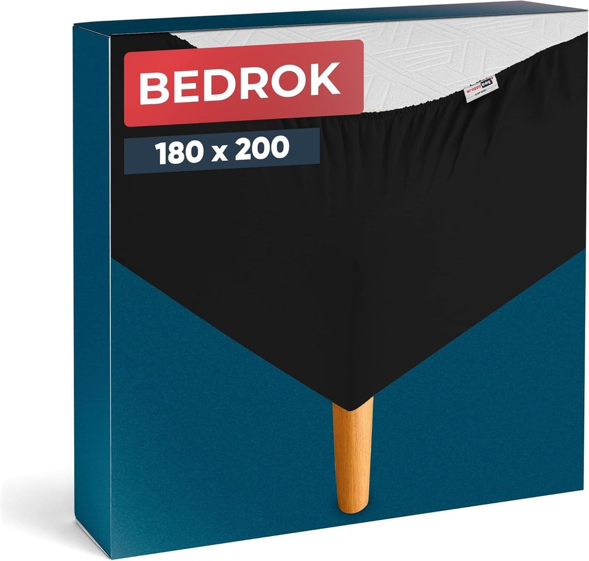 Zwarte elastische boxspringhoes voor uw bedbodem - 180 x 200 cm